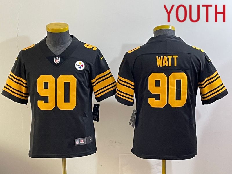Youth Pittsburgh Steelers 90 Watt Black 2024 Nike Limited NFL Jersey style 3